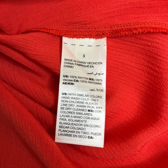 Chicos Crinkle Gauze Flutter Sleeve Capelet Layer Red Orange Blouse Women XL - Picture 9 of 13